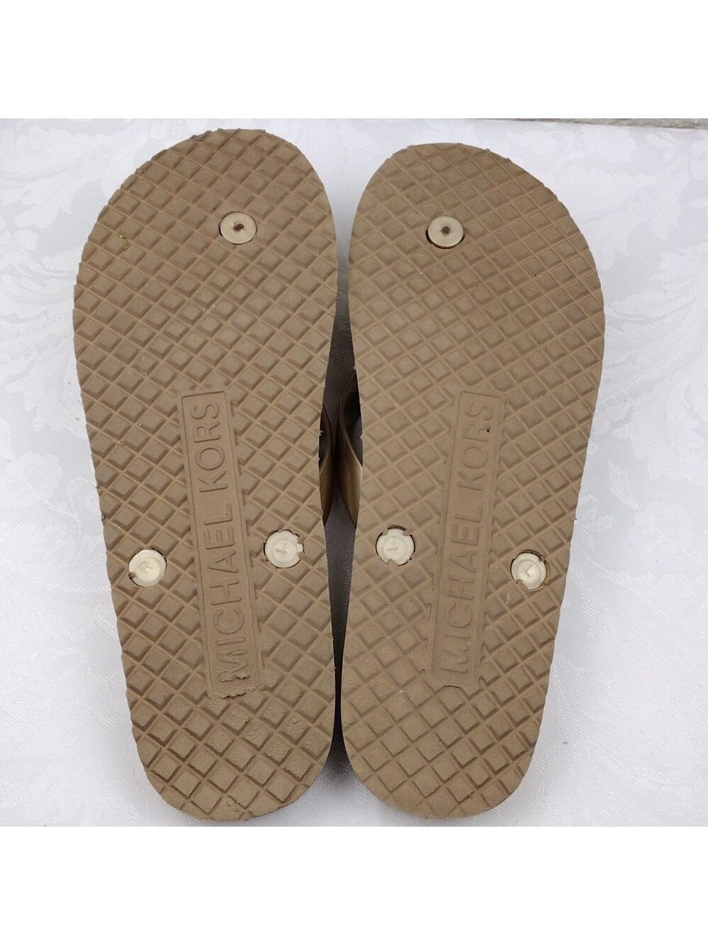 MICHAEL Michael Kors Brown Gold PVC Upper Thong Slip On Flip Flop Shoe - Picture 7 of 15